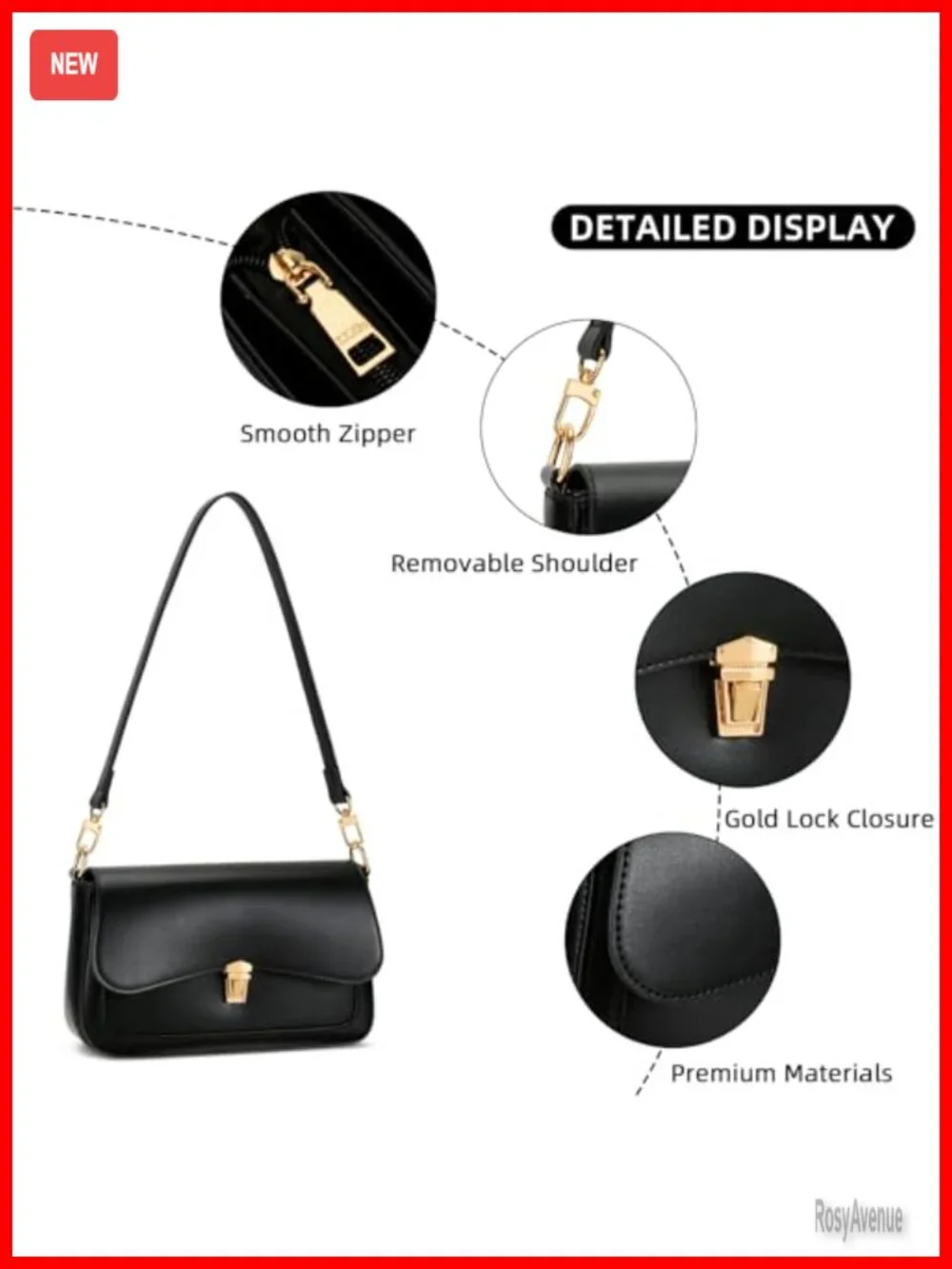 Mini Shoulder Bag Clutch Purse with Chain Strap Faux Leather Hobo
